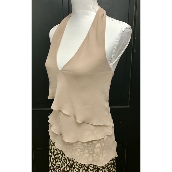 ARMANI EXCHANGE Beige Flowy Halter Top - Picture 2 of 5